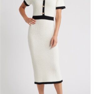Zoe and Claire Knit Midi Dress with Black Accents